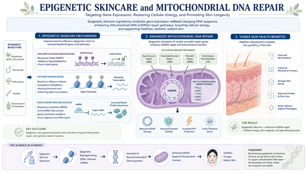 Epigenetic Skincare and Mitochondrial DNA Repair info graphic by GPTi2M