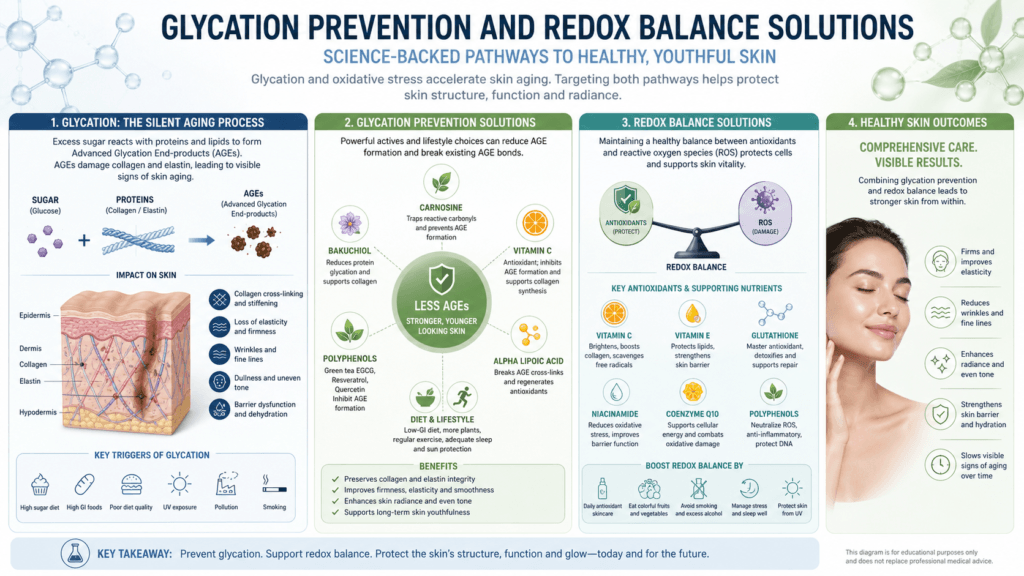 Glycation Prevention and Redox Balance Solutions diagram